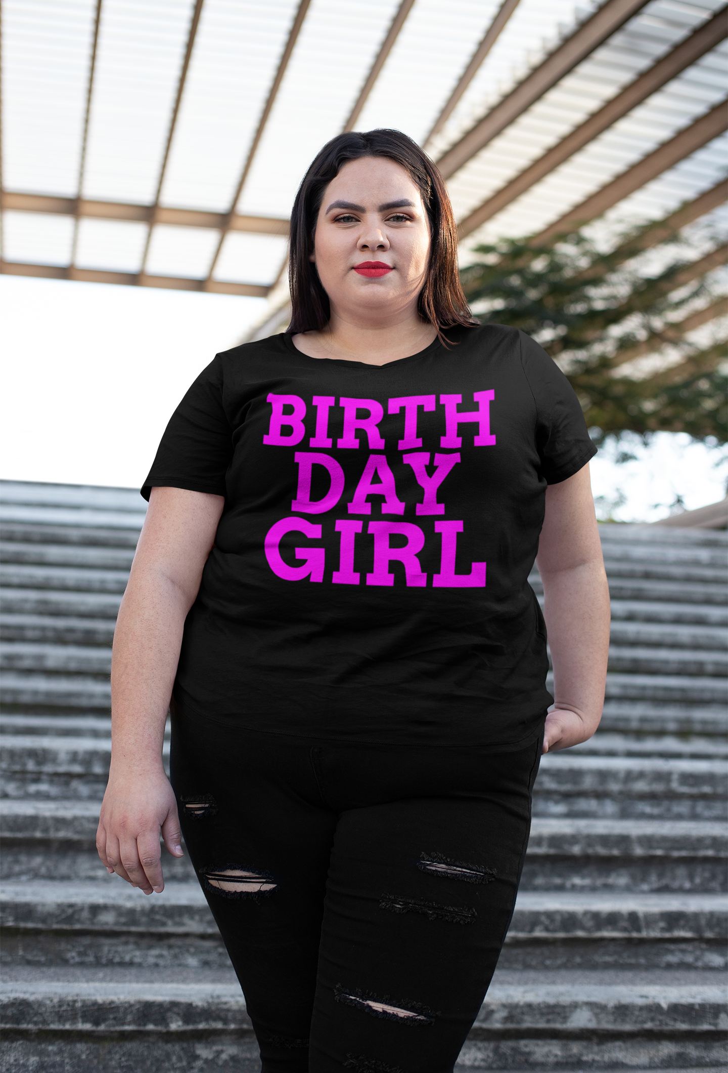 Women's Birthday Girl Shirt-Bright Magenta FontCaptioned 2 A Tee