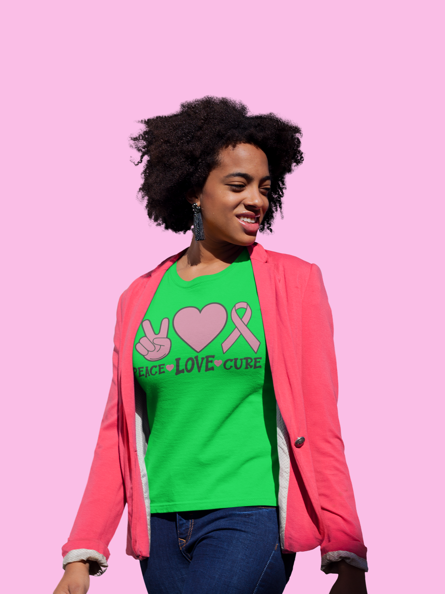 Breast Cancer Awareness Peace Love Cure Unisex Shirt