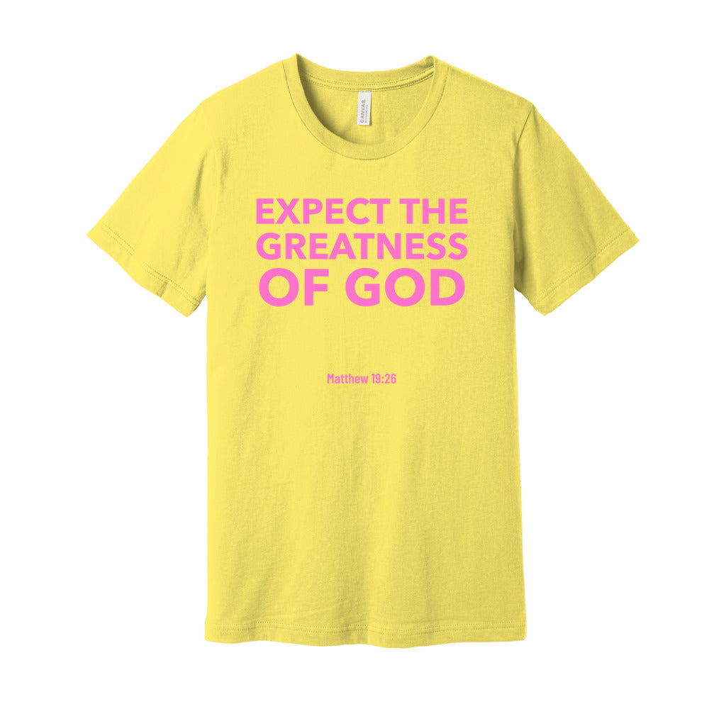 Greatness Shirt - Pink Letters      Greatness Shirt - Pink Letters