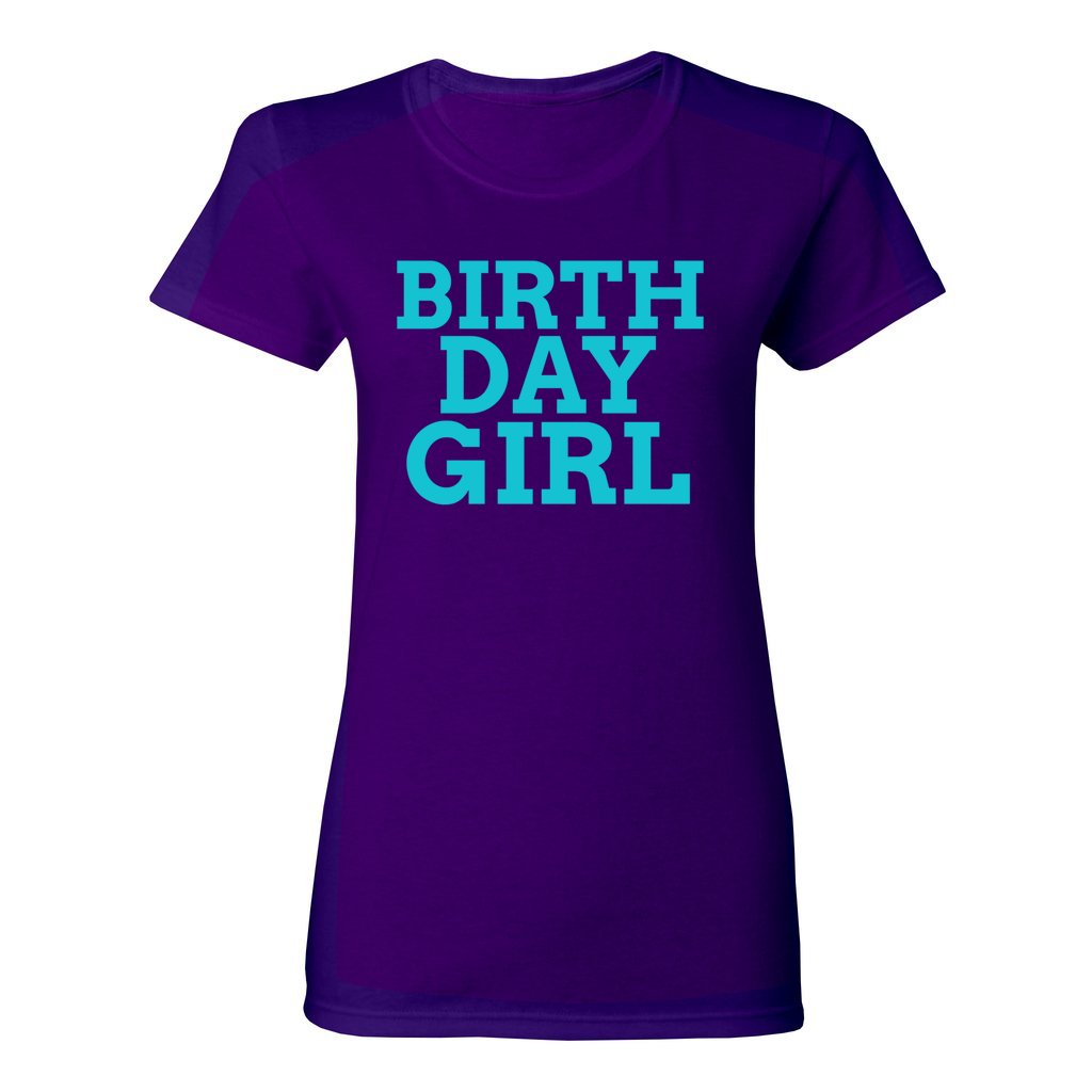 WOMEN'S BIRTHDAY GIRL SHIRT-Turquoise FontCaptioned 2 A Tee