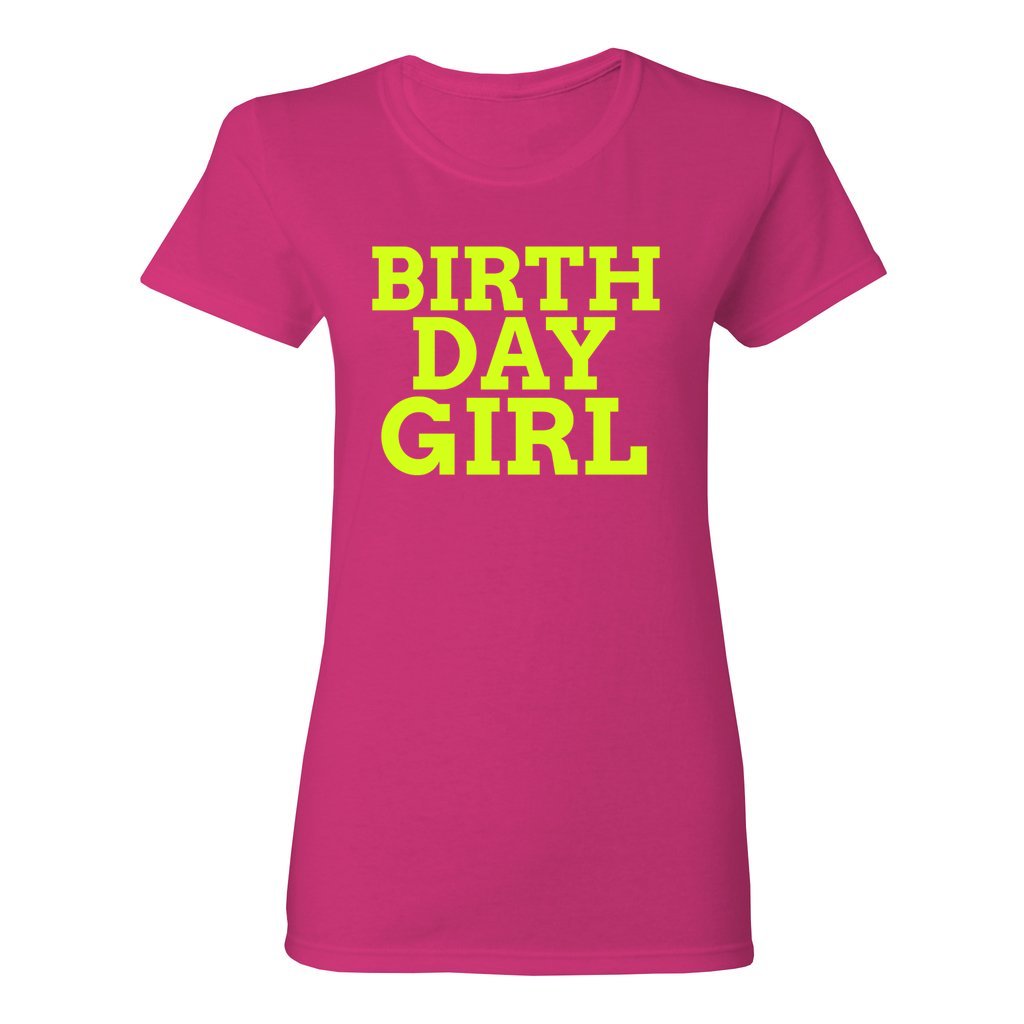 WOMEN'S BIRTHDAY GIRL SHIRT-Neon Yellow FontCaptioned 2 A Tee