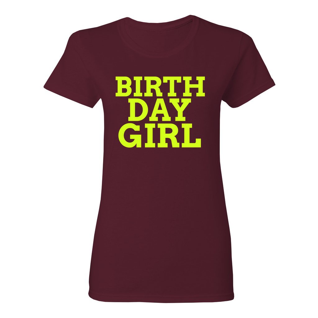 WOMEN'S BIRTHDAY GIRL SHIRT-Neon Yellow FontCaptioned 2 A Tee