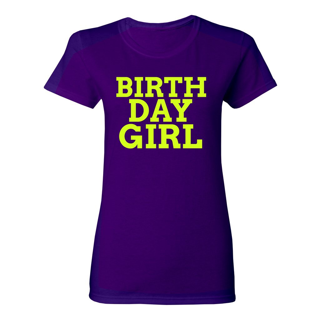 WOMEN'S BIRTHDAY GIRL SHIRT-Neon Yellow FontCaptioned 2 A Tee