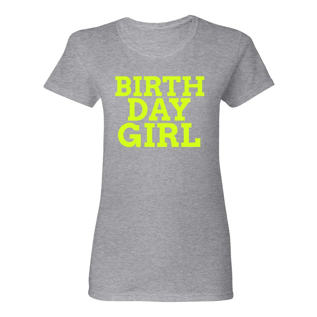 WOMEN'S BIRTHDAY GIRL SHIRT-Neon Yellow FontCaptioned 2 A Tee