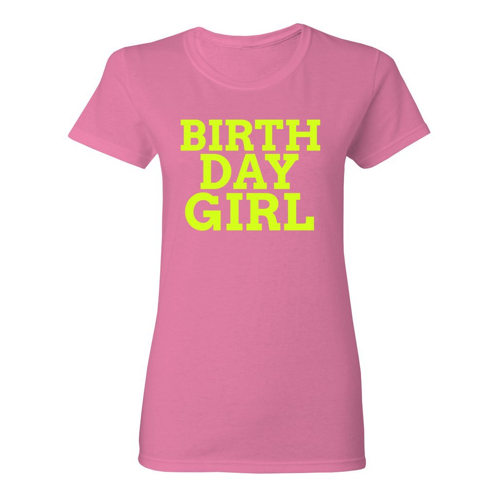 WOMEN'S BIRTHDAY GIRL SHIRT-Neon Yellow FontCaptioned 2 A Tee