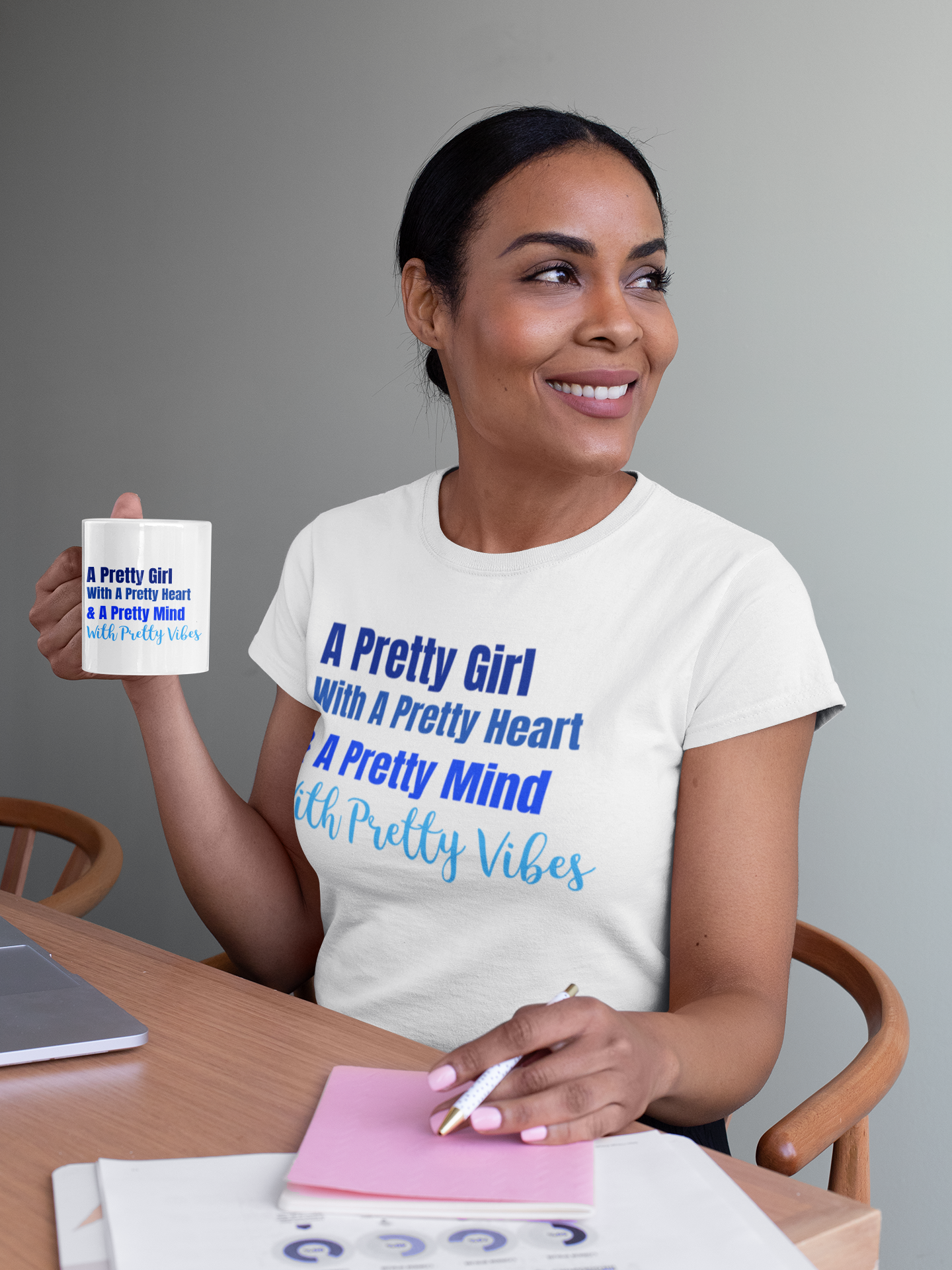 PRETTY GIRL TEE -Blue Ombre FontCaptioned 2 A Tee