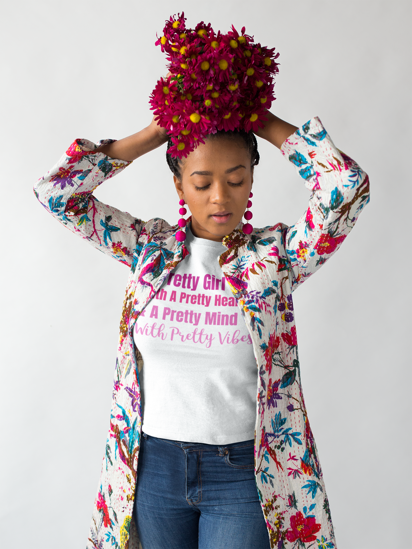 PRETTY GIRL TEE - PINK OMBRE FONTCaptioned 2 A Tee