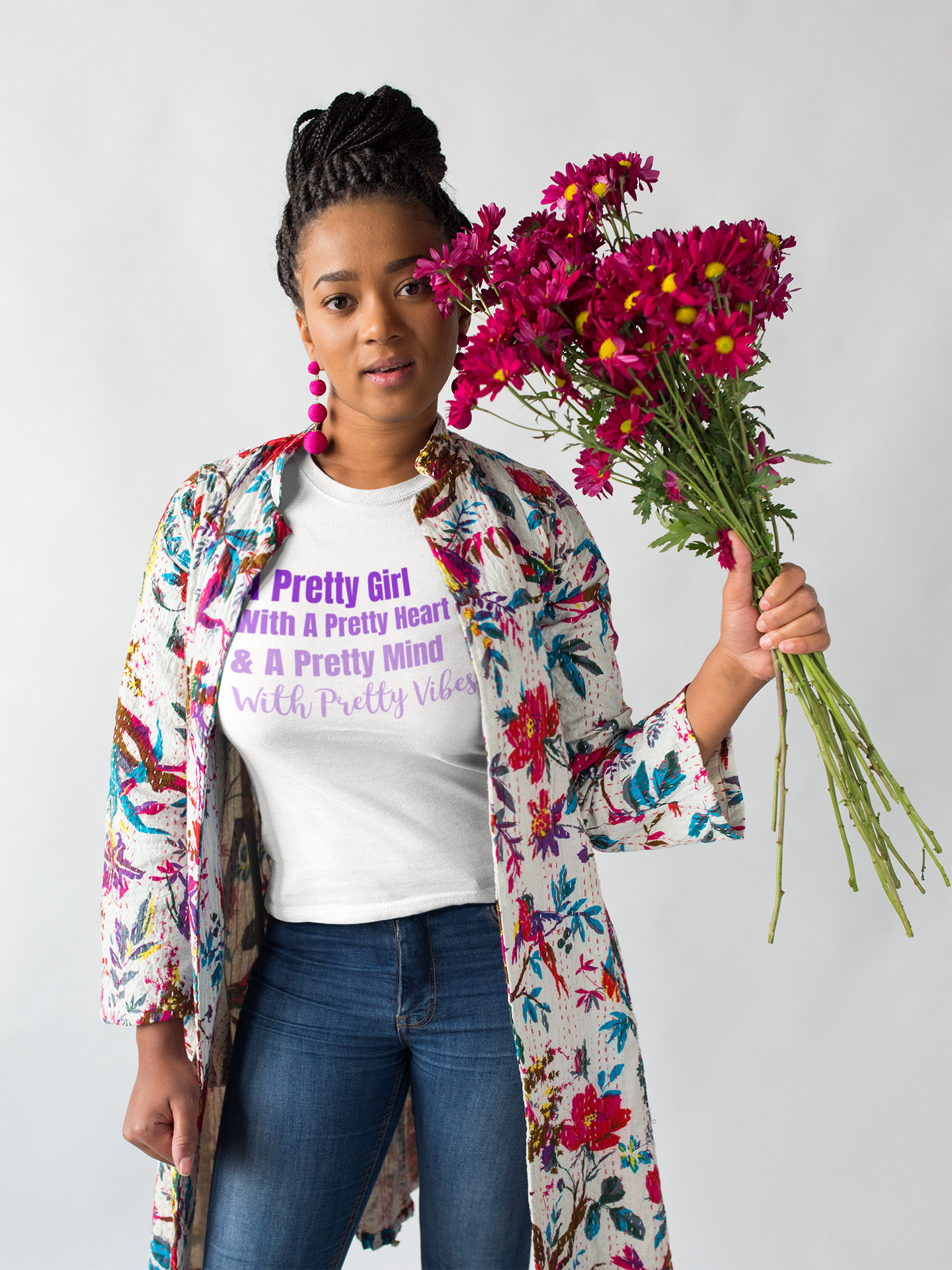 PRETTY GIRL TEE - PURPLE OMBRE FONTCaptioned 2 A Tee